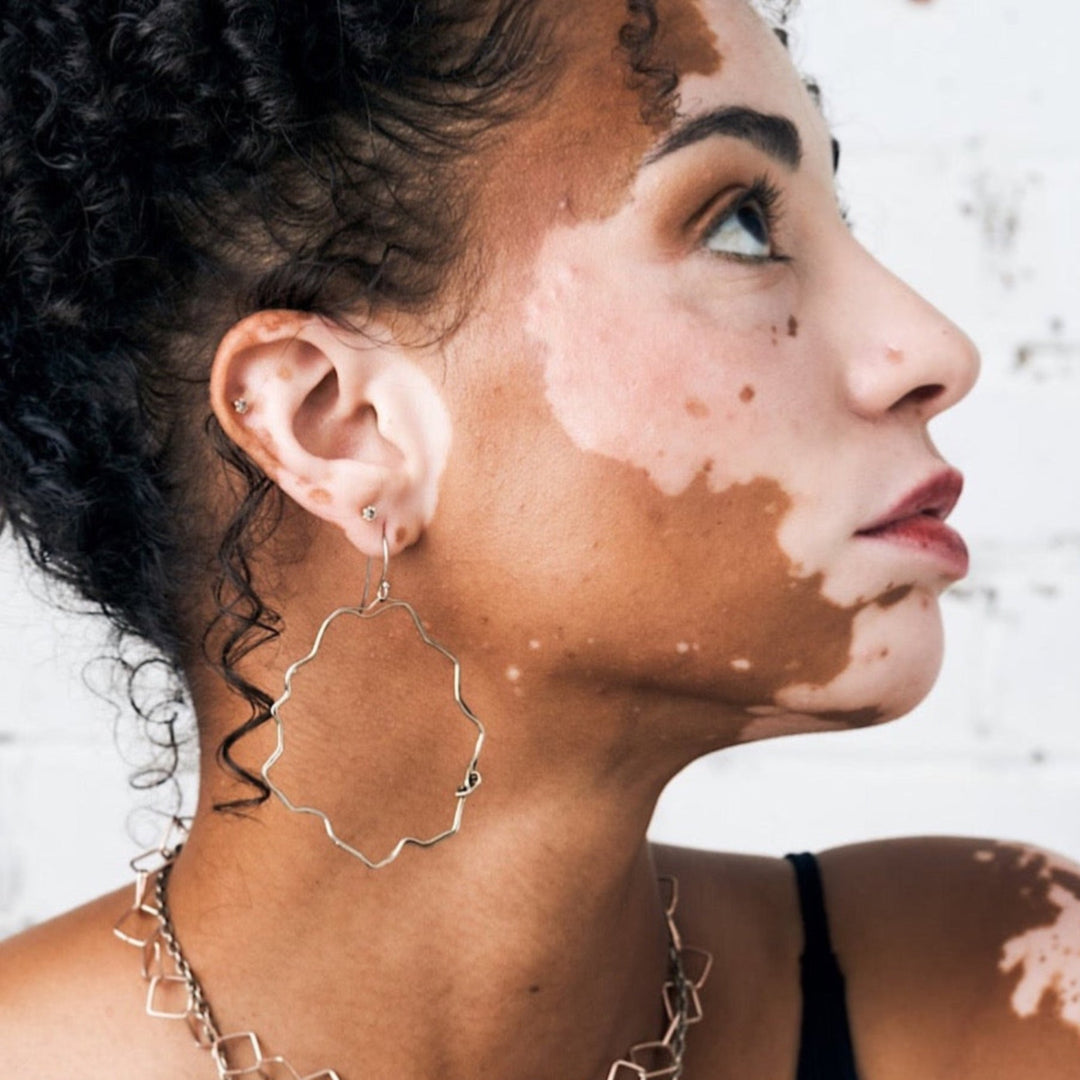 Flower Cloud Hoop Earrings in Silver