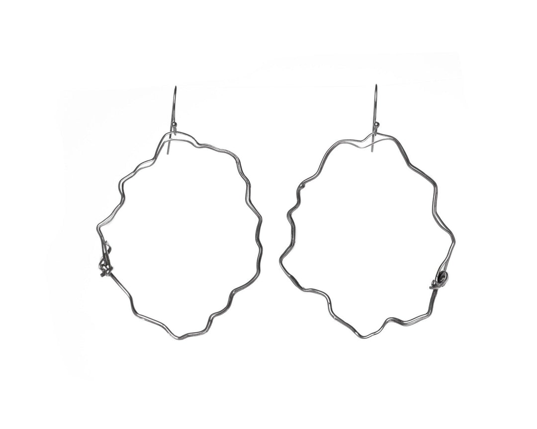 Flower Cloud Hoop Earrings in Silver