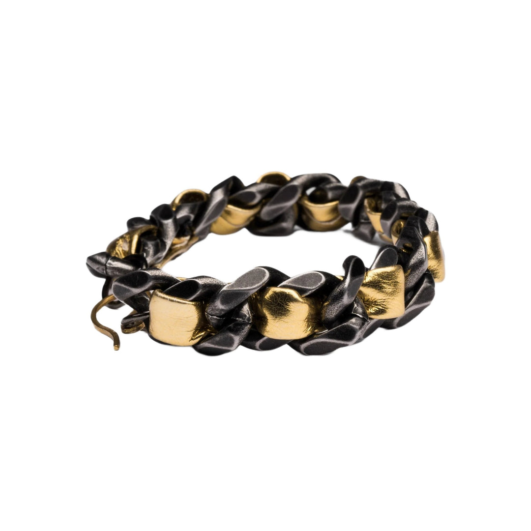 Cuba Curb Gold Leather Bracelet