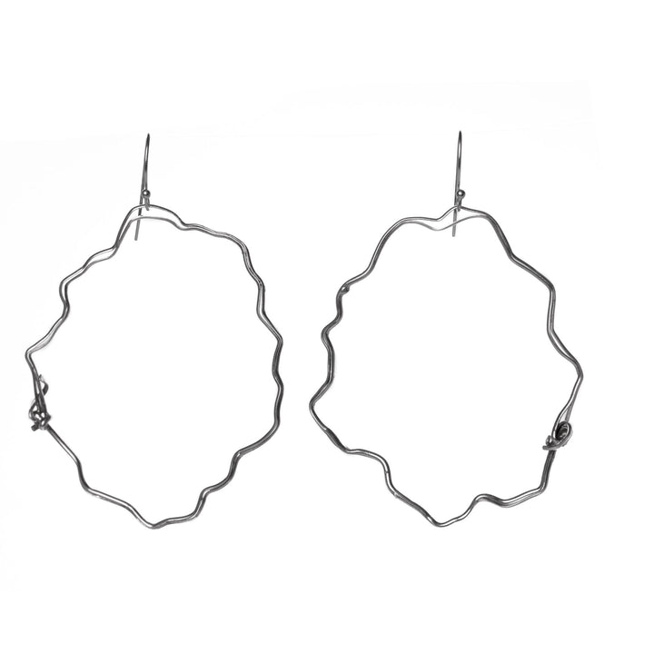 Flower Cloud Hoop Earrings in Silver